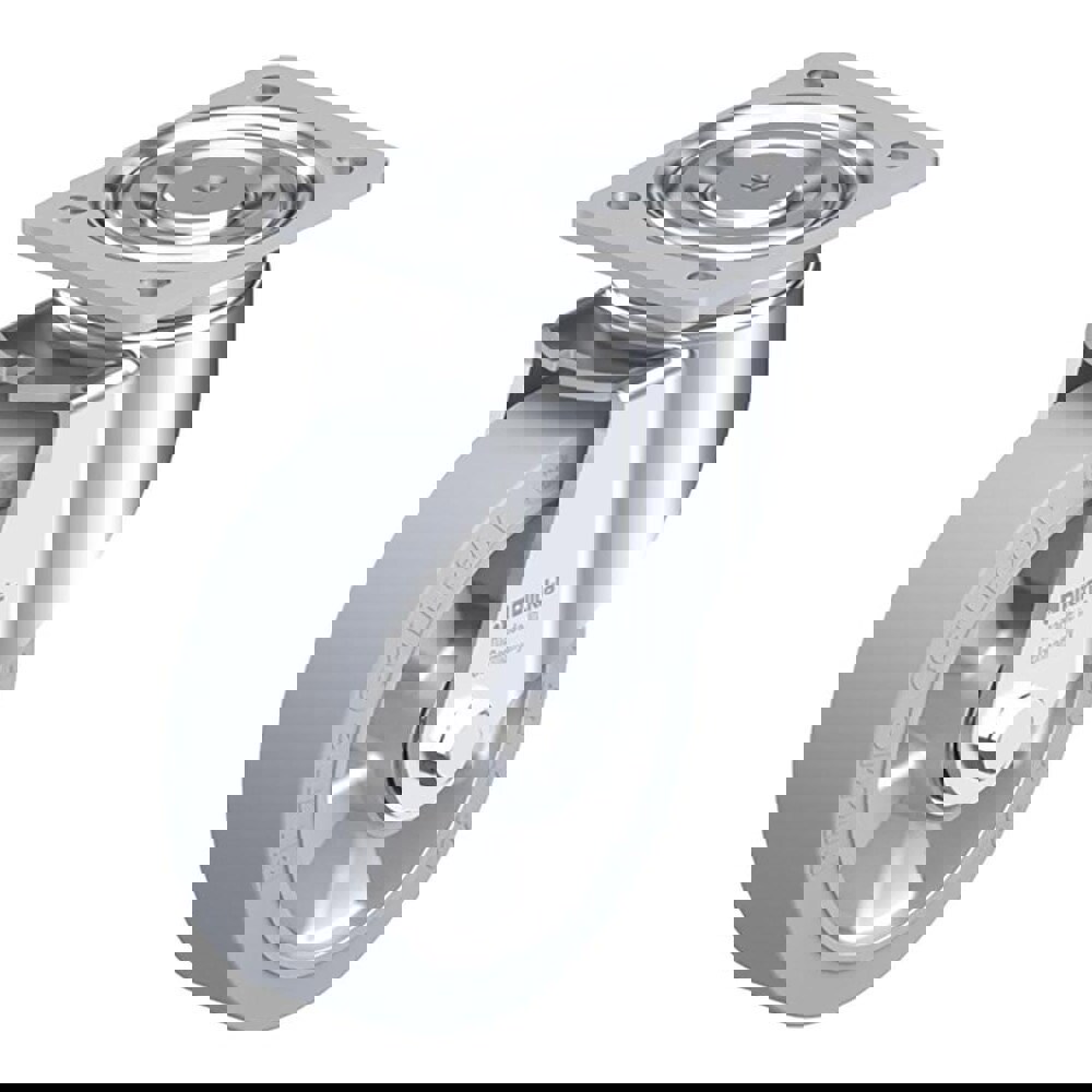 Swivel Top Plate Caster: Solid Rubber, 6-1/2