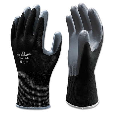 General Purpose Work Gloves: Large, Nitrile & Polyurethane Coated, Nylon