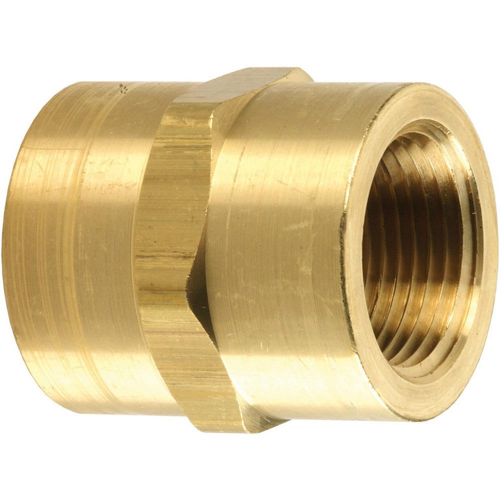 Brass & Chrome Pipe Fittings; Fitting Type: Female Hex Coupling ; Fitting Size: 1/8 x 1/8 ; End Connections: FNPT ; Connection Type: Threaded ; Pressure Rating (psi): 1000 ; Fitting Shape: Straight