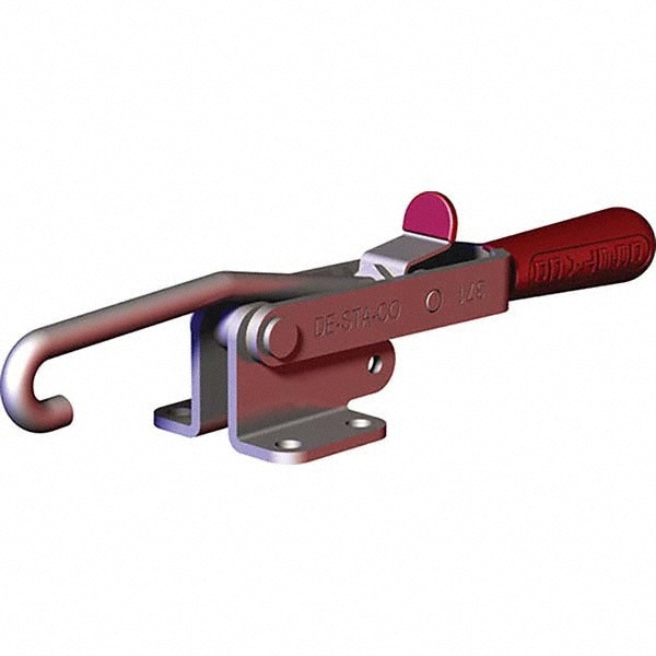 Pull-Action Latch Clamp: Horizontal, 751 lb, J-Hook, Flanged Base