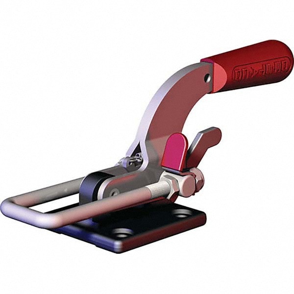 Pull-Action Latch Clamp: Horizontal, 4,002 lb, U-Hook, Flanged Base
