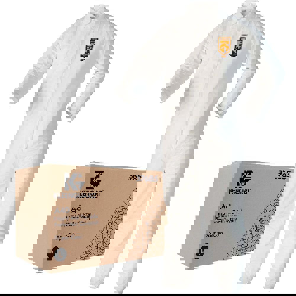 Disposable Coveralls: Size Large, Film Laminate, Zipper Closure