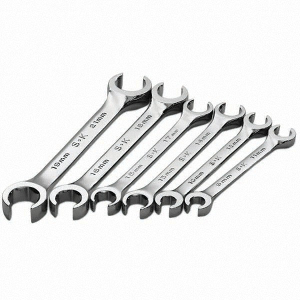 Flare Nut Wrench Set: 6 Pc, Metric