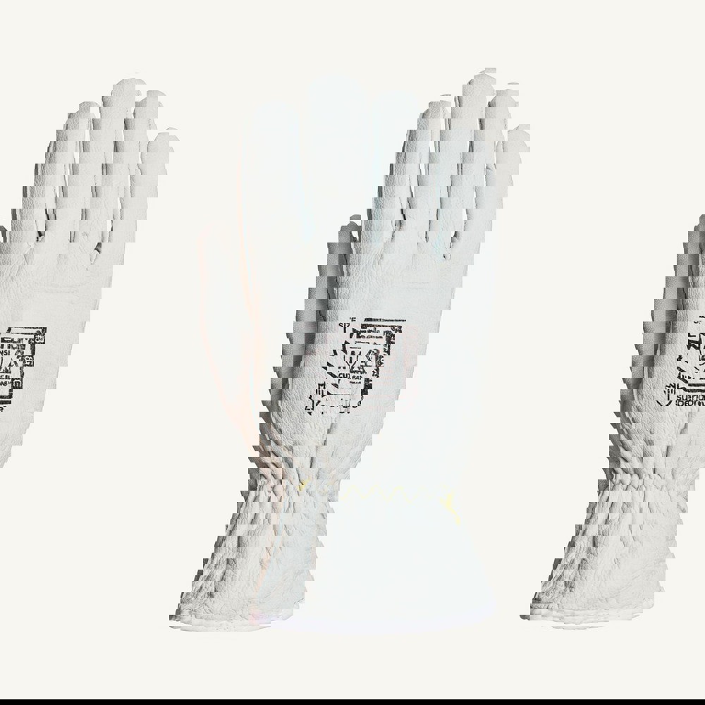 Cut & Puncture Resistant Gloves; Coating Material: Uncoated ; Coating Coverage: Uncoated ; Glove Type: Cut-Resistant ; ANSI/ISEA Cut Resistance Level: A4 ; Primary Material: Leather ; ANSI/ISEA Abrasion Resistance Level: 4