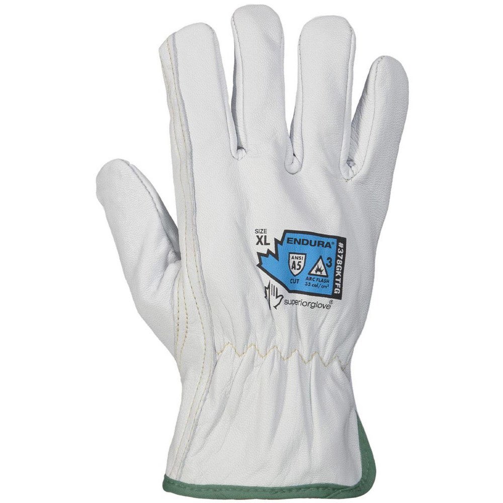 Cut & Puncture-Resistant Gloves: Superior Glove Works 378GKTFG, Size X-Large, ANSI Cut A5, ANSI Puncture 3, Engineered Yarn Lined, Goatskin