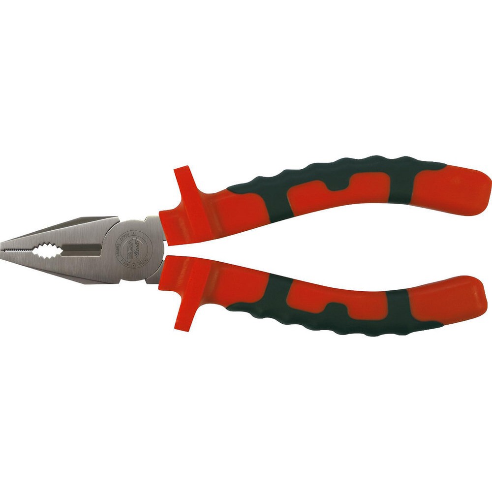 Pliers; Jaw Texture: Grooved ; Plier Type: Combination ; Jaw Length (mm): 39.00 ; Jaw Width (mm): 26.22 ; Overall Length (mm): 180.0000 ; Handle Color: Red