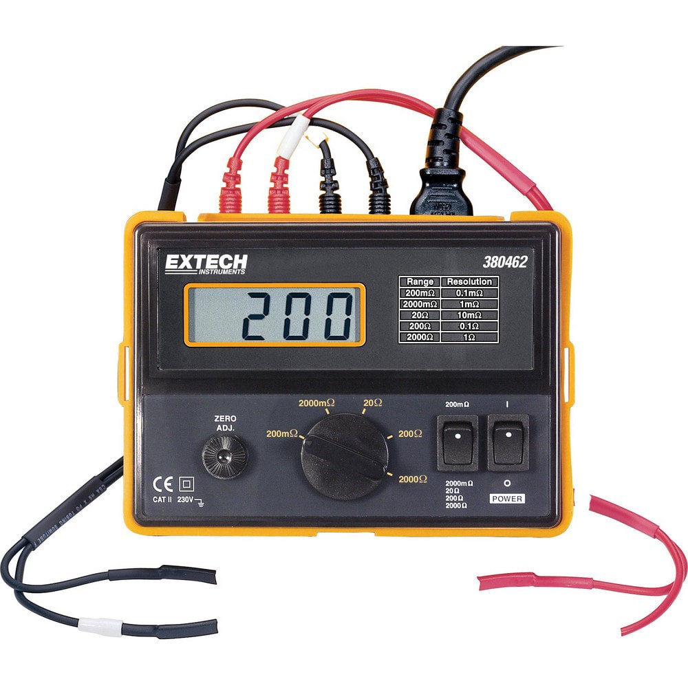 Electrical Insulation Resistance Testers & Megohmmeters; Display Type: LCD ; Power Supply: 220VAC/50Hz ; Resistance Capacity (Megohm): 2000M ; Maximum Test Voltage: 3.8V ; Overall Length: 6.30 ; Overall Height: 3.4in