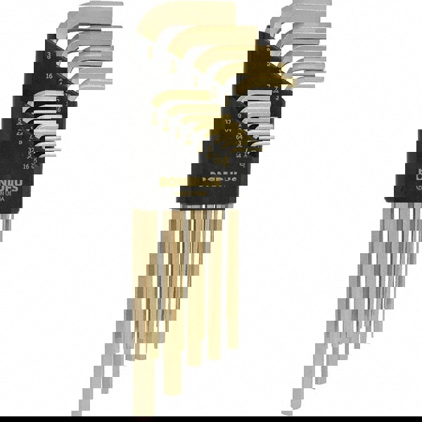 Hex Key Sets; Ball End: No ; Tool Type: Hex ; Handle Type: L-Handle ; Measurement Type: SAE ; Hex Size: 0.05 in; 1/16 in; 1/4 in; 1/8 in; 3/16 in; 3/32 in; 3/8 in; 5/16 in; 5/32 in; 5/64 in; 7/32 in; 7/64 in; 9/64 in ; Hex Size Range (Inch): 0.050 - 3/8