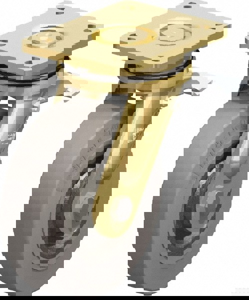 Swivel Top Plate Caster: Solid Rubber, 6-1/2