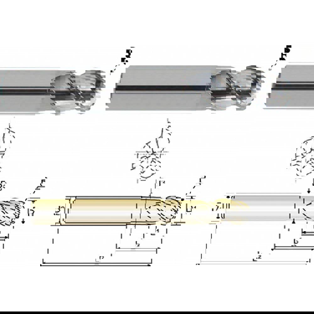 Square End Mill: 3 Flutes, Solid Carbide