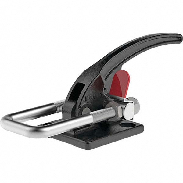 Pull-Action Latch Clamp: Horizontal, 7,486 lb, U-Hook, Flanged Base