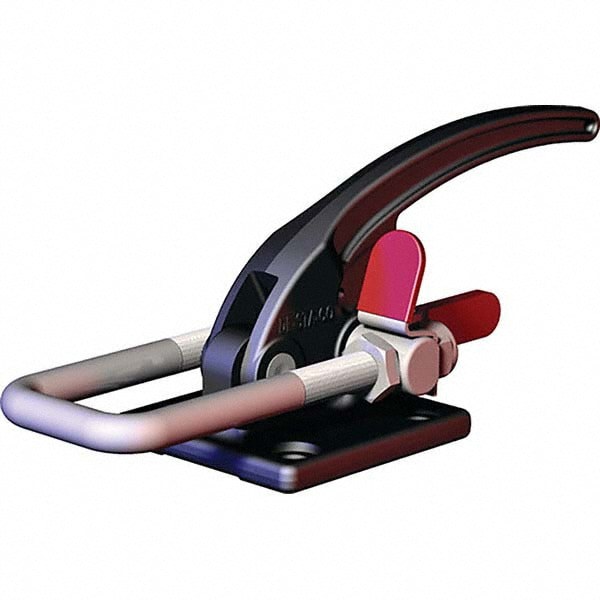 Pull-Action Latch Clamp: Horizontal, 7,486 lb, U-Hook, Flanged Base