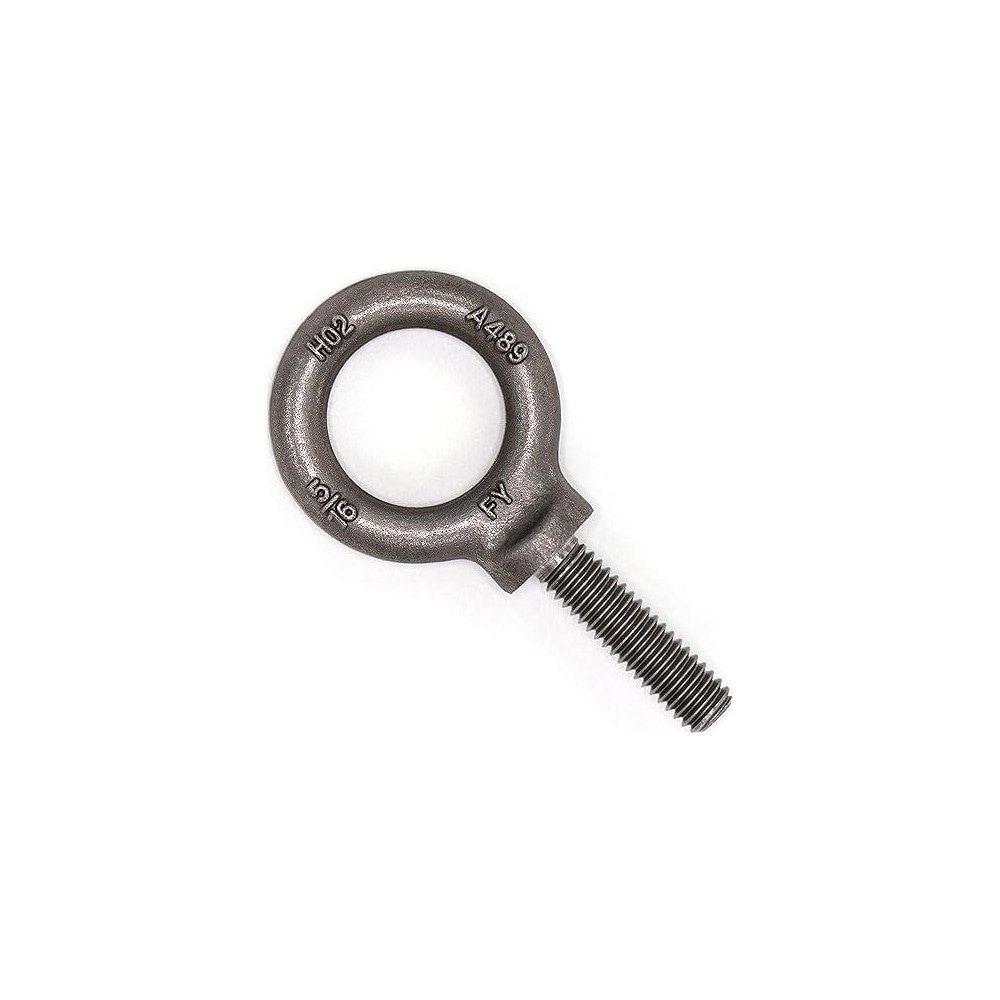 Fixed Lifting Eye Bolt: With Shoulder, 900 lb Capacity, 5/16-18 Thread, Grade 1030 Steel