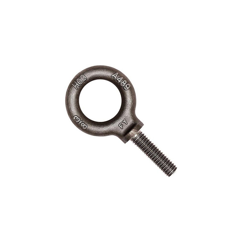 Fixed Lifting Eye Bolt: With Shoulder, 1,300 lb Capacity, 3/8-16 Thread, Grade 1030 Steel