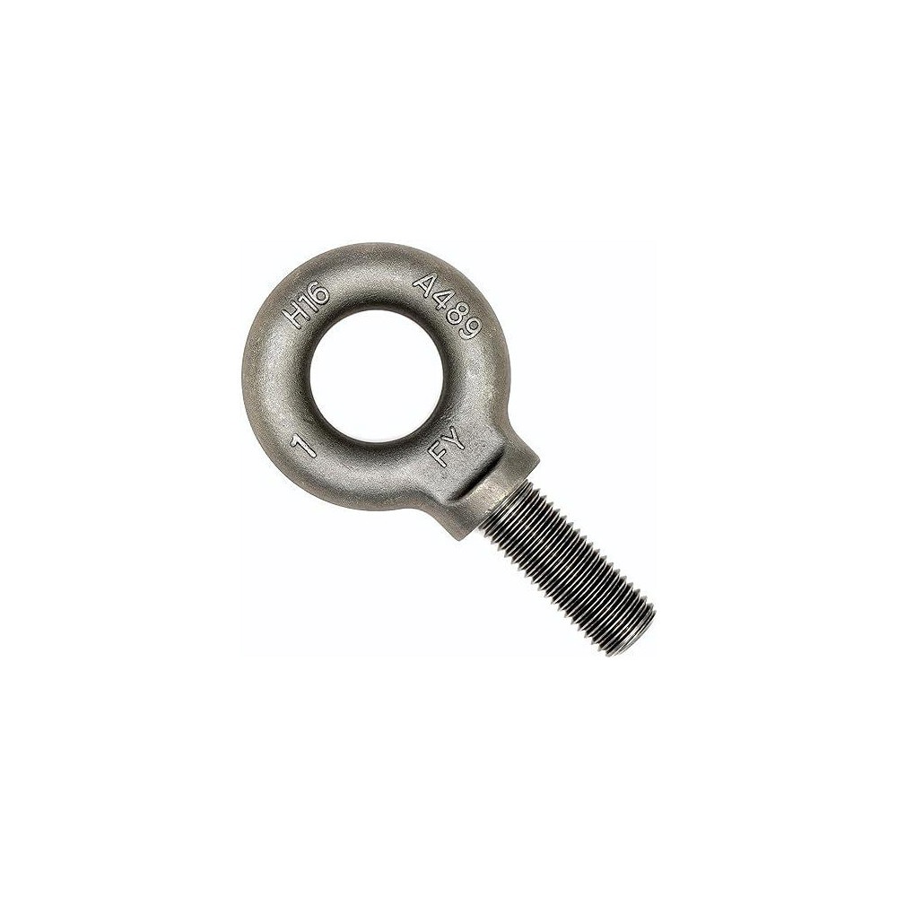 Fixed Lifting Eye Bolt: With Shoulder, 9,000 lb Capacity, 1-8 Thread, Grade 1030 Steel