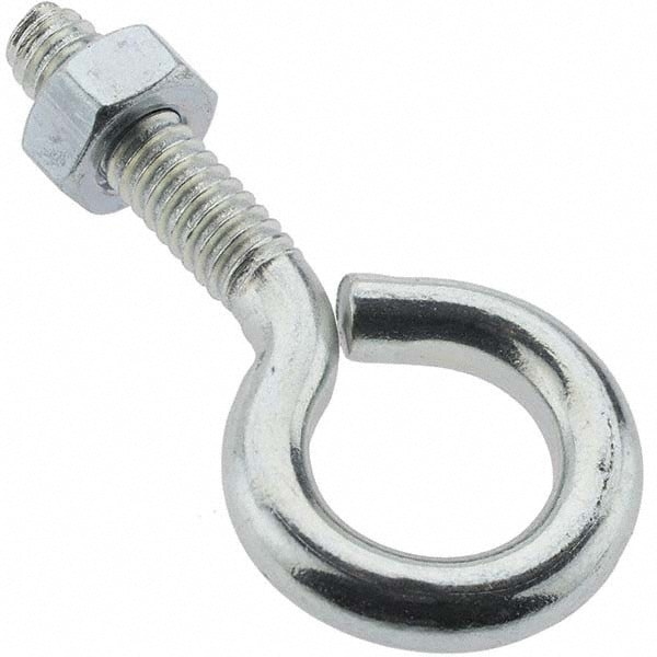 1/4-20, Zinc-Plated Finish, Steel Wire Turned Eye Bolt