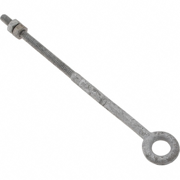 Fixed Lifting Eye Bolt: Without Shoulder, 500 lb Capacity, 1/4-20 Thread, Grade C-1035 Steel