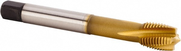 Spiral Flute Tap: M14x1.50 Metric Fine, 4 Flutes, Plug, 6HX Class of Fit, Powdered Metal, TiCN/TiN Coated