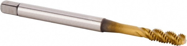 Spiral Flute Tap: M4x0.70 Metric, 3 Flutes, Modified Bottoming, 6HX Class of Fit, Powdered Metal, TiCN/TiN Coated