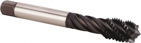 Spiral Flute Tap: M24x3.00 Metric, 5 Flutes, Modified Bottoming, 6HX Class of Fit, Powdered Metal, TiN/CrC/C Coated
