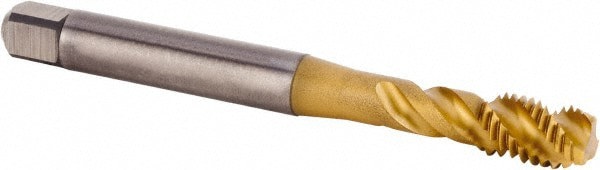 Spiral Flute Tap: M8x1.25 Metric, 3 Flutes, Modified Bottoming, 6HX Class of Fit, Powdered Metal, TiCN/TiN Coated