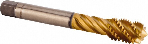 Spiral Flute Tap: M24x3.00 Metric, 5 Flutes, Modified Bottoming, 6HX Class of Fit, Powdered Metal, TiCN/TiN Coated
