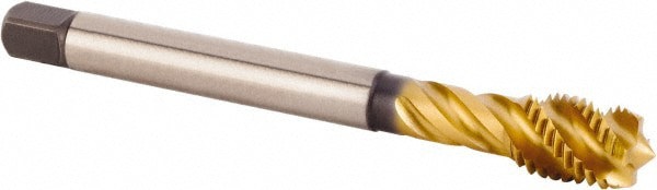 Spiral Flute Tap: M8x1.00 Metric Fine, 3 Flutes, Modified Bottoming, 6HX Class of Fit, Powdered Metal, TiCN/TiN Coated