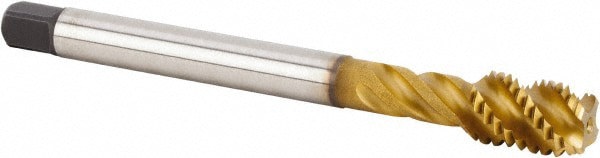 Spiral Flute Tap: M14x2.00 Metric, 4 Flutes, Modified Bottoming, 6HX Class of Fit, Powdered Metal, TiCN/TiN Coated