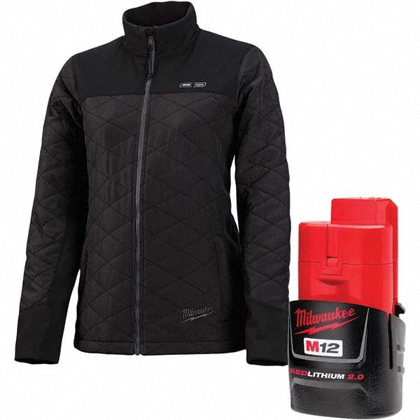 Heated Jacket: Size Medium, Polyester, Zipper Closure