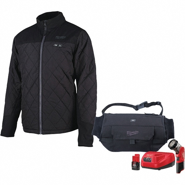 Heated Jacket: Size Medium, Black, Polyester