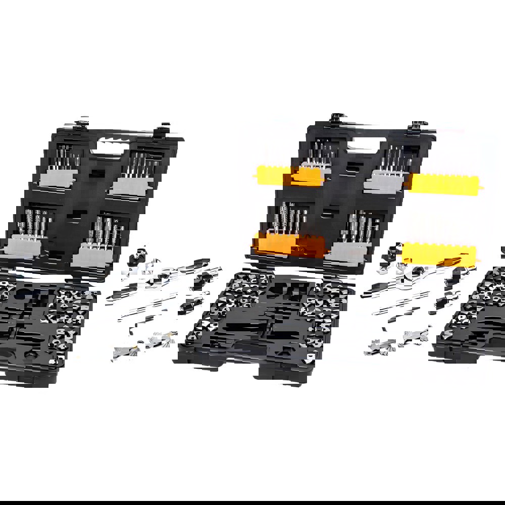 Tap & Die Set: #4-40 to 1/2-20 Taps, #4-40 to 1/2-20 Dies, BSP, Metric Coarse, Metric Fine, NPT, UNC & UNF