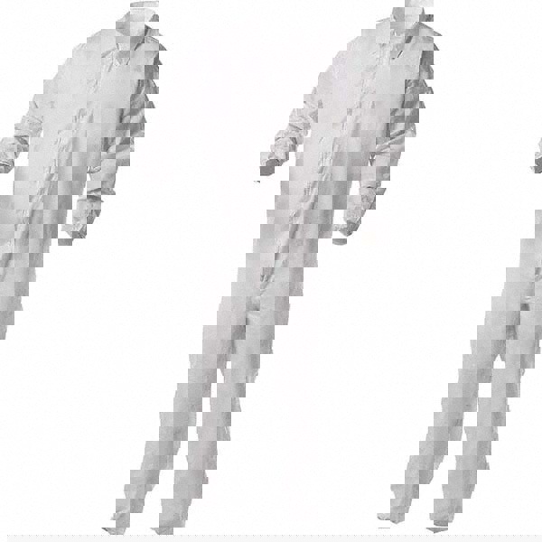 Disposable Coveralls: Size Large, Film Laminate, Zipper Closure