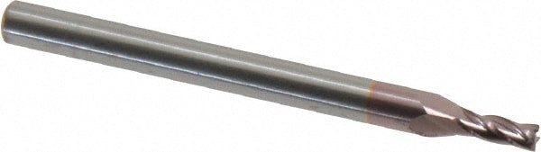 Square End Mill: 5/64'' Dia, 3/16'' LOC, 1/8'' Shank Dia, 1-1/2'' OAL, 4 Flutes, Solid Carbide