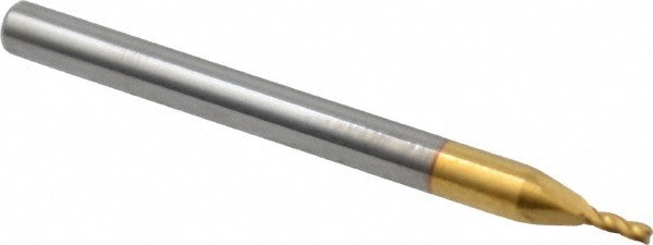 Square End Mill: 3/64'' Dia, 7/64'' LOC, 1/8'' Shank Dia, 1-1/2'' OAL, 4 Flutes, Solid Carbide