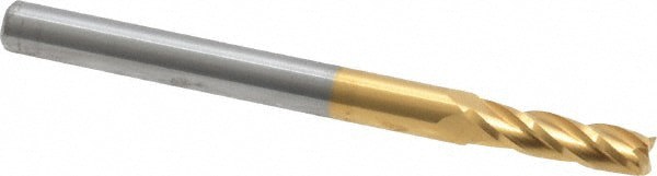 Square End Mill: 7/64'' Dia, 3/8'' LOC, 1/8'' Shank Dia, 1-1/2'' OAL, 4 Flutes, Solid Carbide