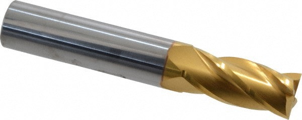 Square End Mill: 31/64'' Dia, 1'' LOC, 1/2'' Shank Dia, 3'' OAL, 4 Flutes, Solid Carbide