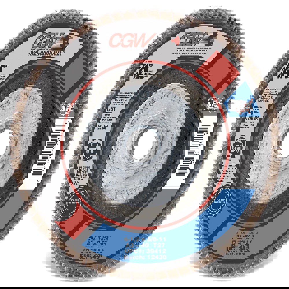 Flap Disc: 5/8-11 Hole, 60 Grit, Aluminum Oxide, Type 27