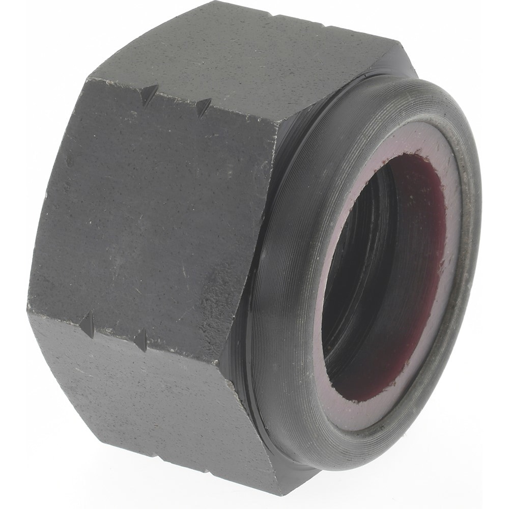 Hex Lock Nut: Insert, Nylon Insert, 1-1/8-7, Grade 8 Steel, Bright/Uncoated