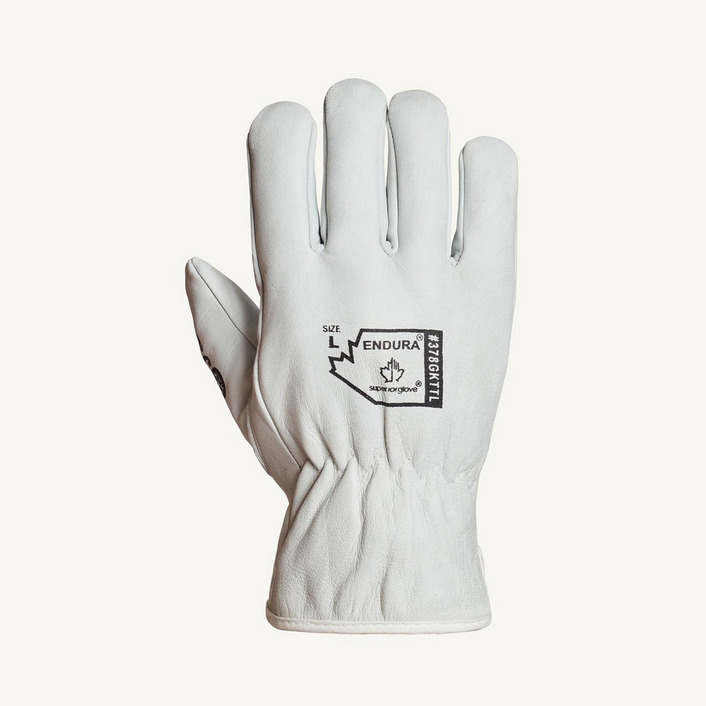 Cut, Puncture & Abrasion-Resistant Gloves: Superior Glove Works 399GKGL5, Size Medium, ANSI Cut A4, ANSI Puncture 3, Yarn Lined, Goatskin