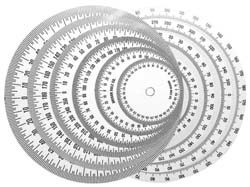 Graduated Dial Rules; Diameter (Inch): 3 ; Reading Direction: Dual Direction ; Graduation (Degrees): 1.00 ; Hole Diameter (Inch): 11/32 ; Color: White ; UNSPSC Code: 41111600