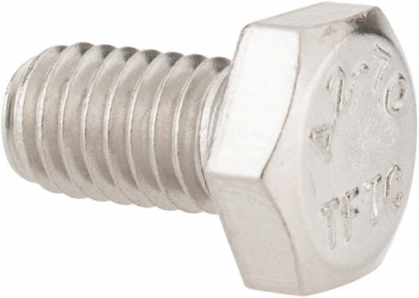 Hex Head Cap Screw: M6x1, 10.00 mm Length Under Head, Grade 18-8 & Austenitic Grade A2 Stainless Steel