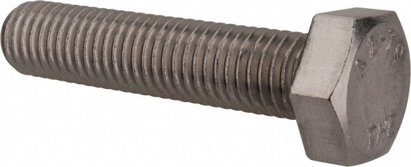 Hex Head Cap Screw: M12x1.75, 55.00 mm Length Under Head, Grade 18-8 & Austenitic Grade A2 Stainless Steel, Bright/Uncoated Finish
