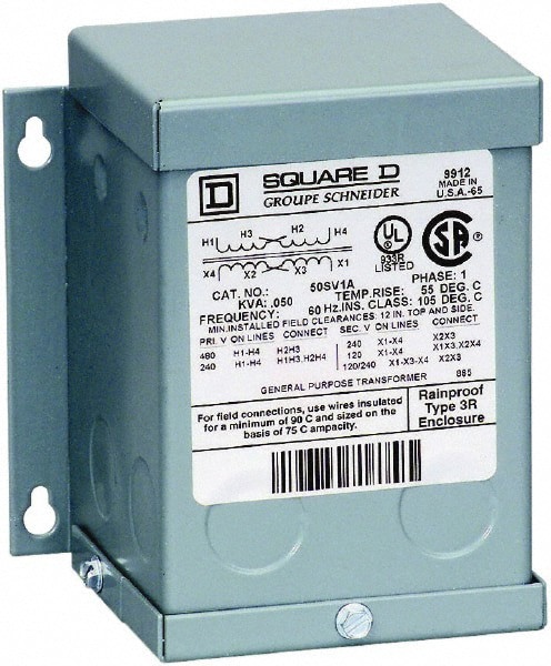 1 Phase, 240 x 480 Volt Input, 120/240 Volt Output, 3 kVA, General Purpose Transformer