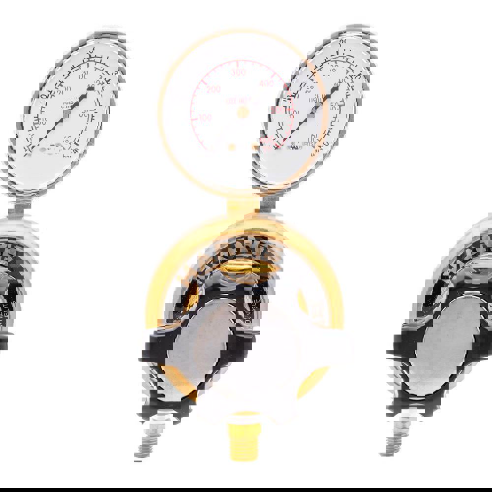 High-Flow Single Gauge Inline Manifold Nitrogen, Helium, Argon, Carbon Dioxide, Hydrogen, Oxygen Regulator 0-500 PSIG