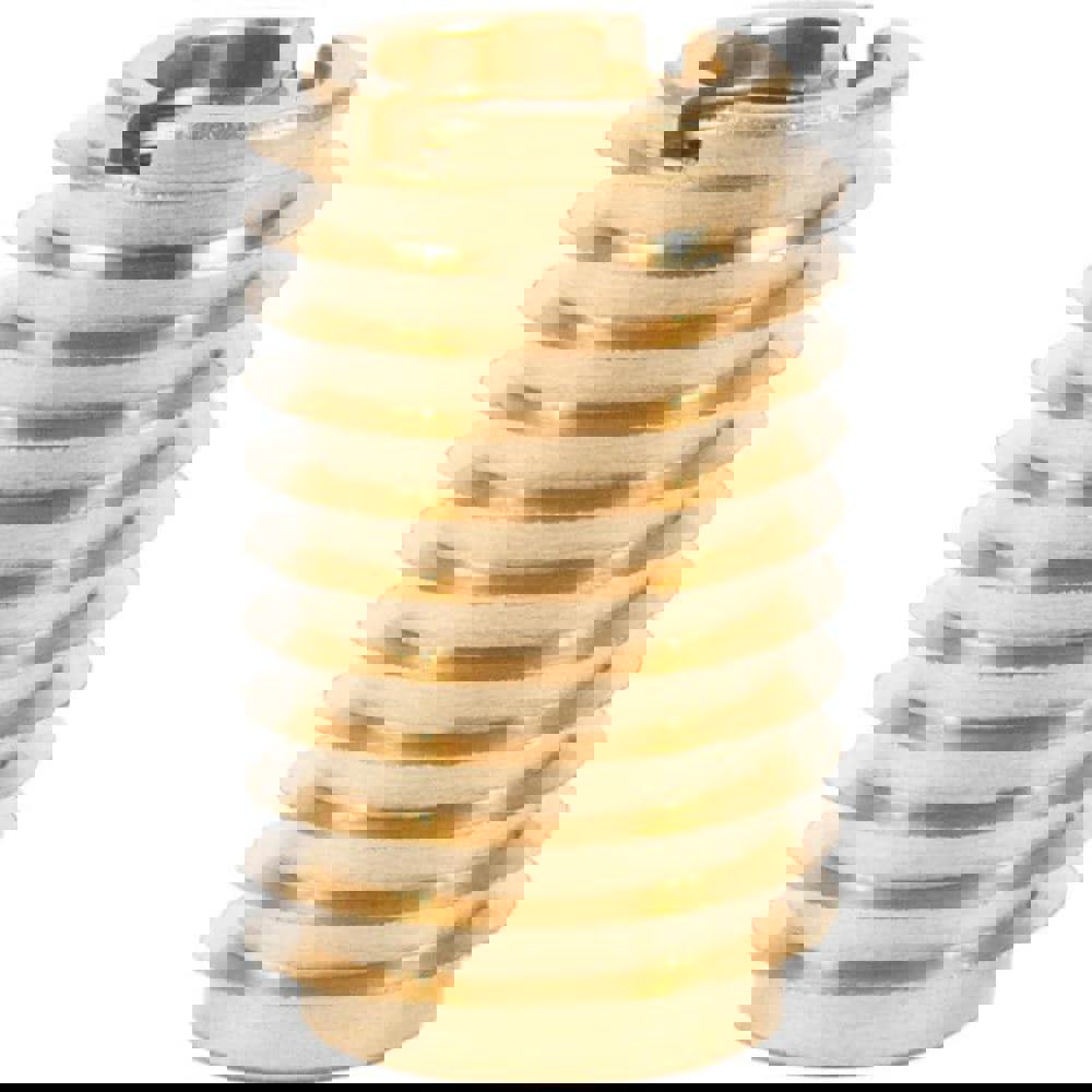 Hex Drive & Slotted Drive Threaded Inserts; Product Type: Knife ; Thread Size: 1/4-20 ; Material: Brass ; Finish: Uncoated ; Drill Size: 0.3910 ; Hole Diameter: 0.3438