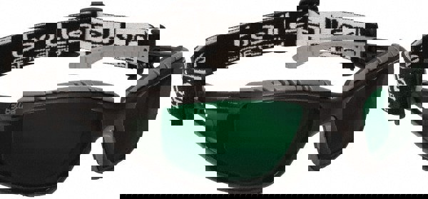 Safety Glass: Scratch-Resistant, Polycarbonate, Green Lenses, Full-Framed