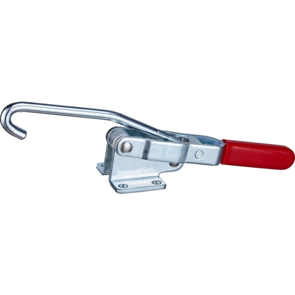 Pull-Action Latch Clamp: Vertical, 750 lb, J-Hook, Flanged Base