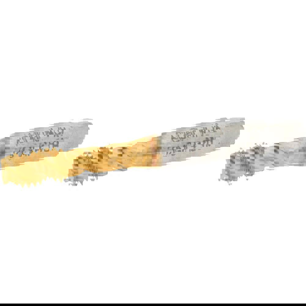 Spiral Flute Tap: 5/16-18 UNC, 3 Flutes, Modified Bottoming, 3B Class of Fit, Powdered Metal, TIN Coated