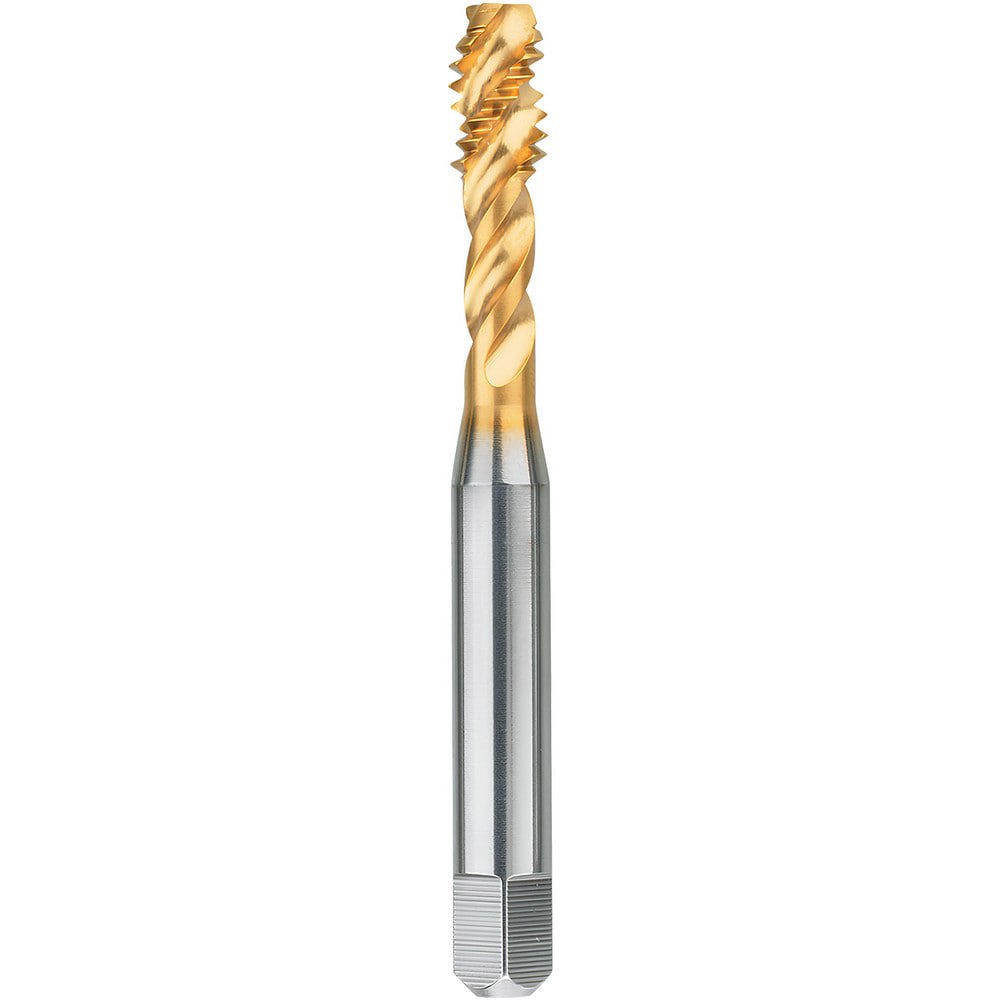 Spiral Flute Tap: 5/16-18 UNC, 3 Flutes, Modified Bottoming, Powdered Metal, TIN Coated
