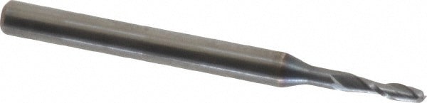 Square End Mill: 1/16'' Dia, 3/16'' LOC, 1/8'' Shank Dia, 1-1/2'' OAL, 2 Flutes, Solid Carbide